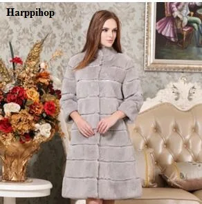 Big size 2019 real natural rex rabbit hair fur coat 11 colors women's long design winter warm outwear female overcoat