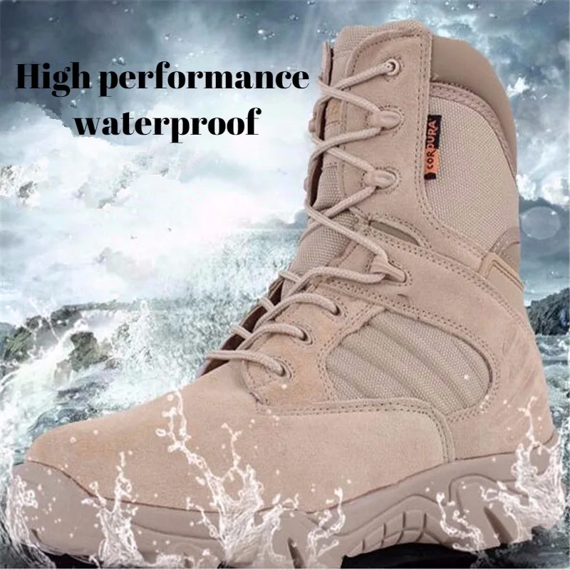 Men Delta Tactical Boots Leather High Performance Waterproof Military Boots Outdoor Breathable Non-slip Hiking Sneakers for Men