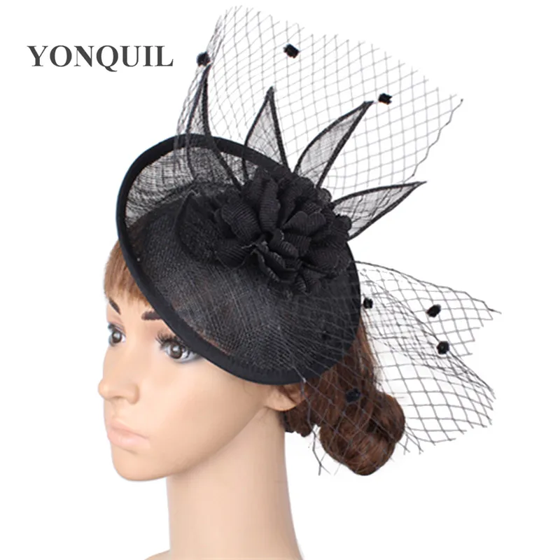 

New Wedding Black Fascinators Flower Headbands For Women Derby Veils Millinery Elegant Female Fashion Fedora Church Headdress
