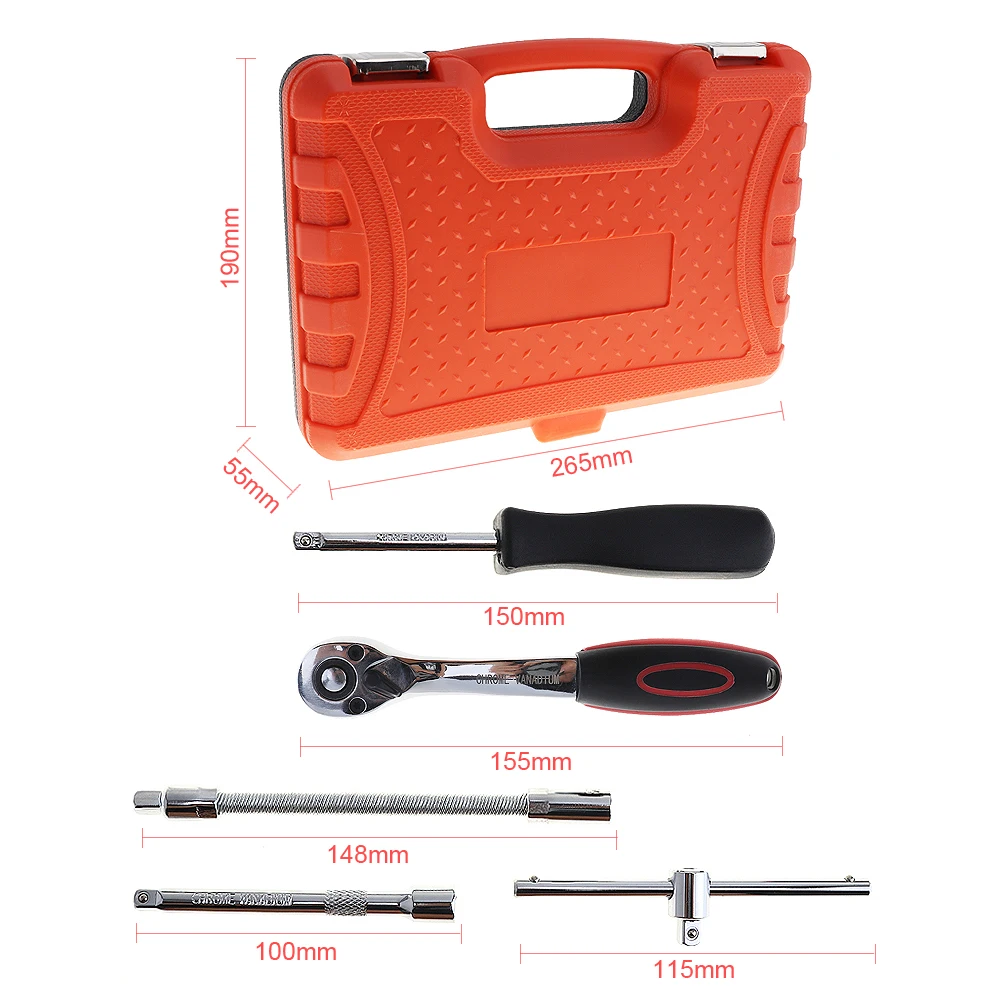 Набор инструментов для ремонта автомобиля 53 шт./лот 1/4 дюйма|precision torque wrench|ratcheting box