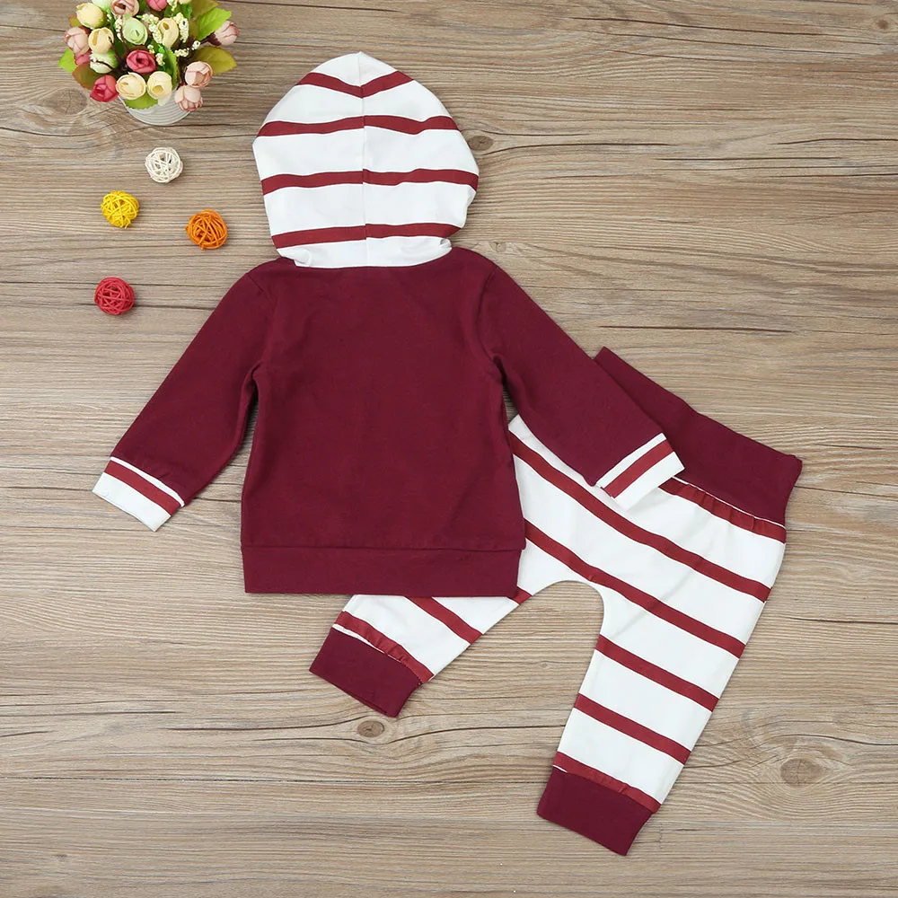 Autumn New Arrival Newest Style Cheap Striped Hoodie Tops Pants Tracksuit Outfits Kids Clothes Children Clothing Boys | Детская одежда