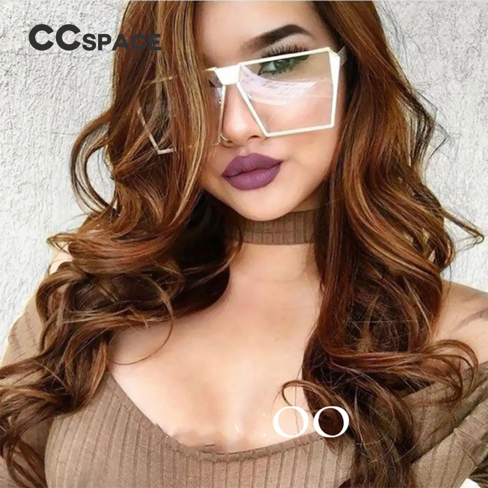 CCSPACE Женские квадратные солнцезащитные очки большого размера, розовые градиентные женские и мужские женские очки, брендовые дизайнерские очки, зеркальные оттенки 45211