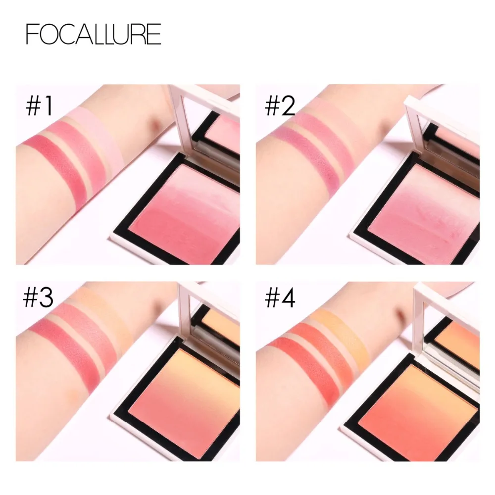 Водостойкие Румяна для макияжа FOCALLURE Мерцающая прессованная пудра румяна