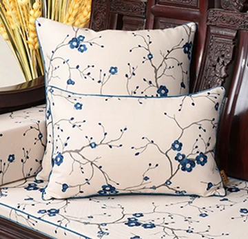 white blue flower Роскошный толстый софа, кресло, сидение подушка для поясницы диванная подушка под спину высокого класса цветочный китайский Шелковый стул подушки для домашнего декора сиденья - Цвет: white blue flower