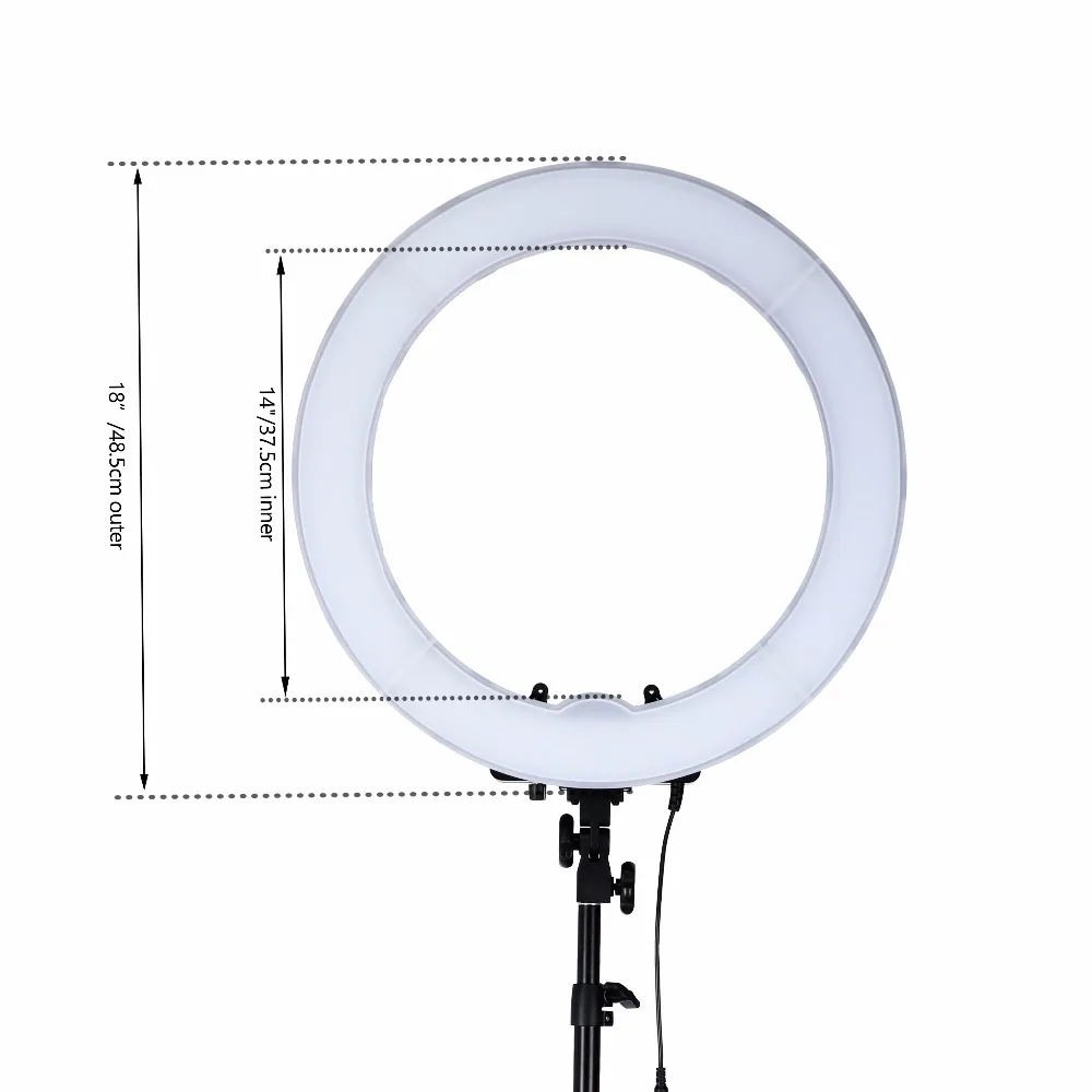 Tycipy 18&quot Ring Light Dimmable Photography 55W 5500K 240 LED Camera for Photo / Studio Telephone Video For Nikon | Электроника
