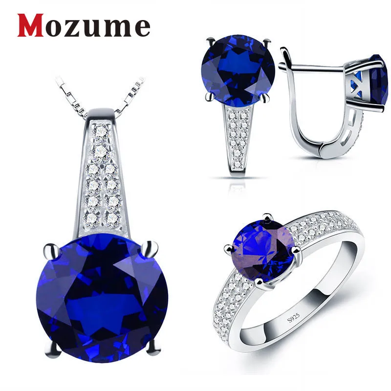 Винтаж Для женщин 1.6 карат голубой Круглый создан сапфир Свадебные Обручение