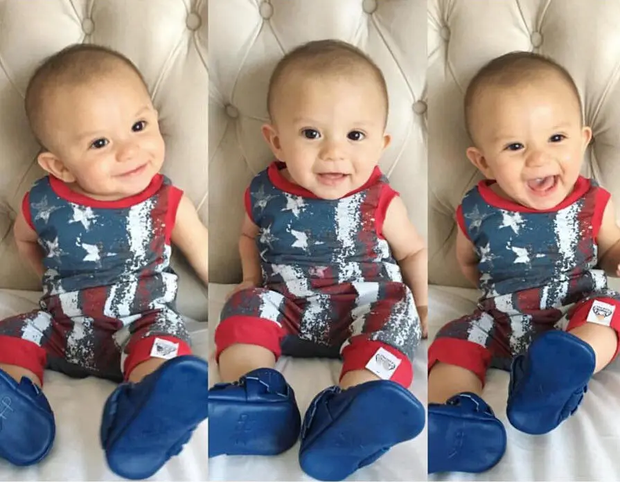 Комбинезон для новорожденных мальчиков и девочек со звездами баннерами наряды