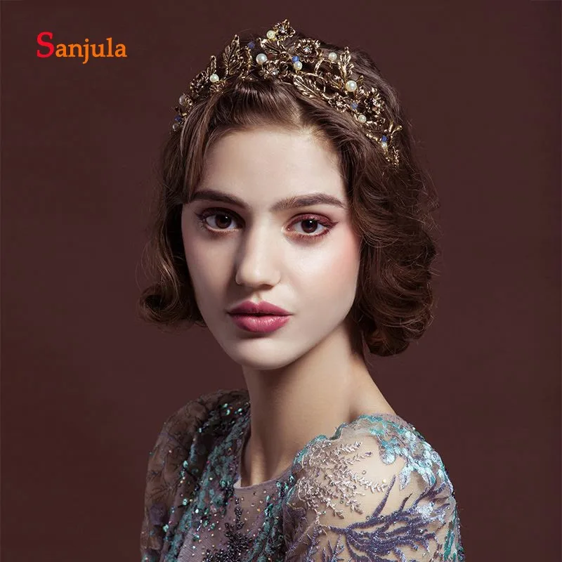 Винтажные черные тиары и короны в стиле барокко свадебные аксессуары для волос с