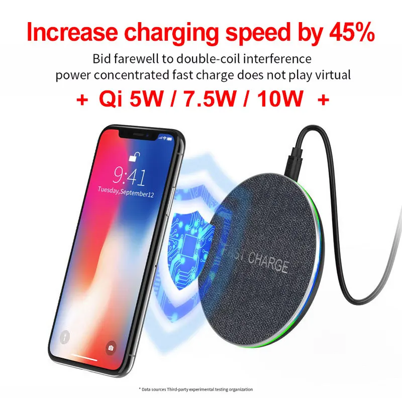 Беспроводное зарядное устройство Qi 10 Вт для iPhone 8 Plus X XS MAX беспроводное Samsung