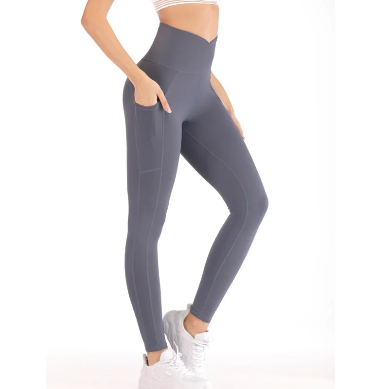 Женские Леггинсы для йоги штаны с высокой талией спортивные брюки карманами бега