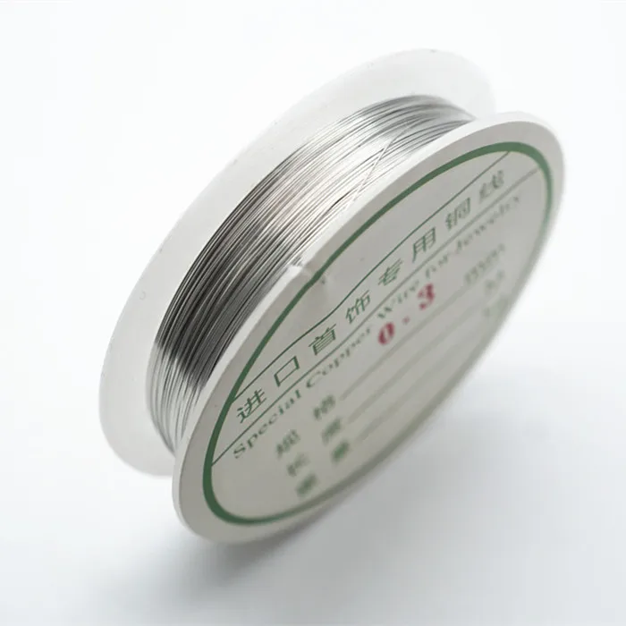 Rhodium copper wire Серебряный Медный провод для браслет Цепочки и ожерелья самодельные Украшения, Аксессуары 0,2/0,25/0,3/0,5/0,6/1,0 мм ремесло Бисер провода HK018 - Цвет: Rhodium copper wire