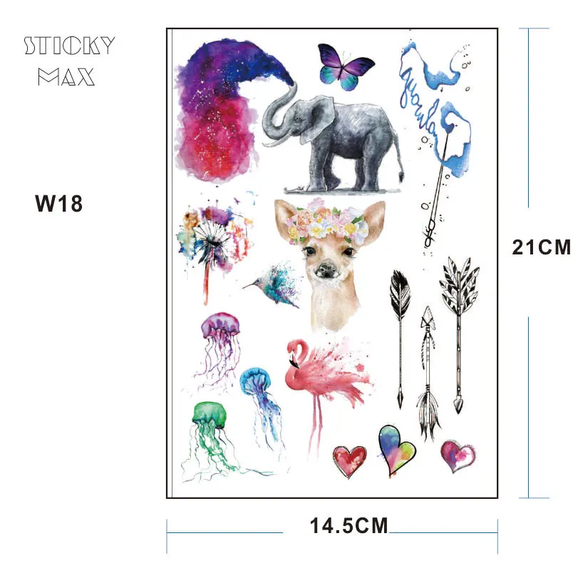 W18 1 шт. Корона олень слон акварель медуза фламинго и Одуванчик Красивая