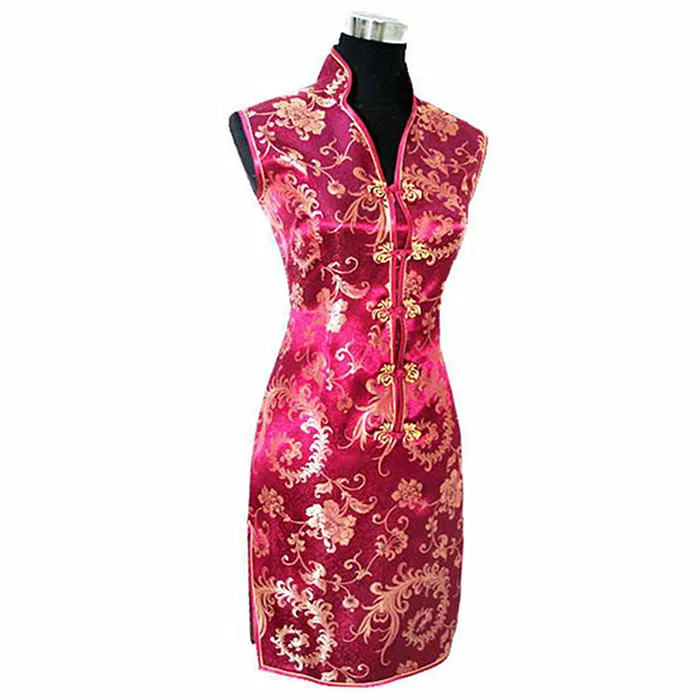 Женское атласное платье черное красное традиционное китайское s M ujer Чонсам с