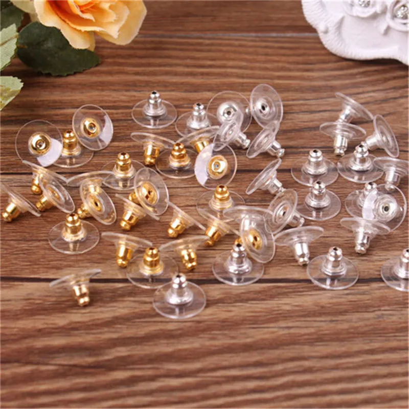 

50Pcs 2 Color Earring Studs Back Stoppers Earring Big Backs Stoppers