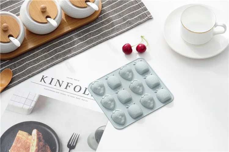 1 шт. 3D Силиконовые DIY фруктовые кубики льда лоток 12 клубника ананас силиконовые
