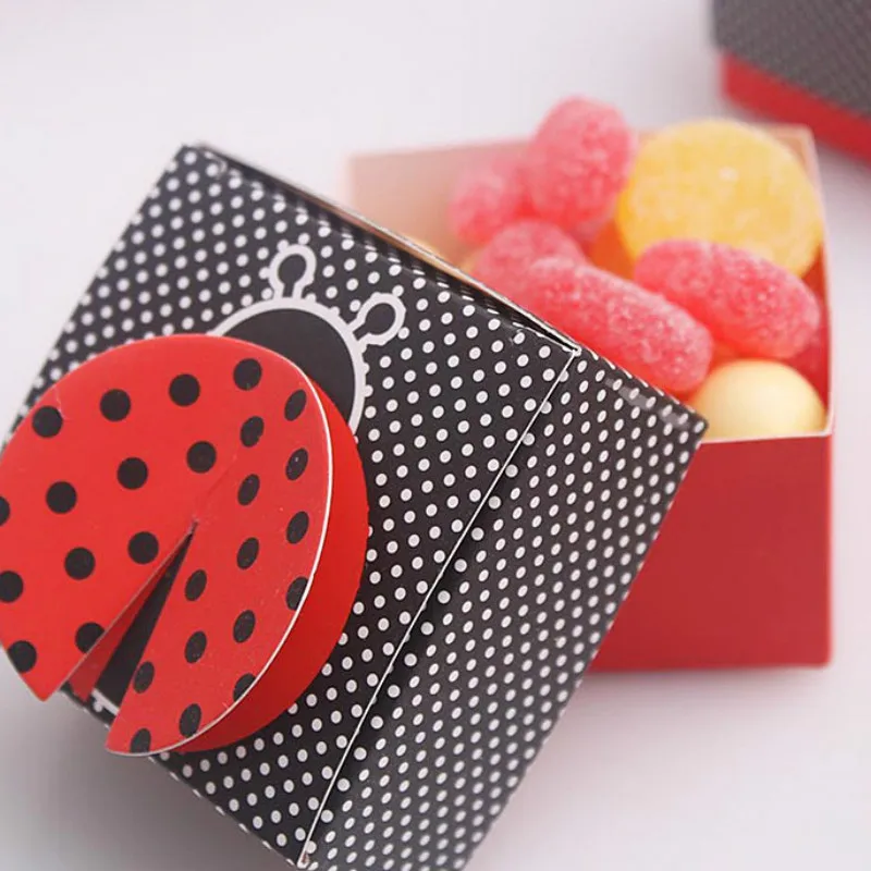 12 шт. коробки для конфет Божья коровка Стиль Baby Shower Дети День рождения Сувениры