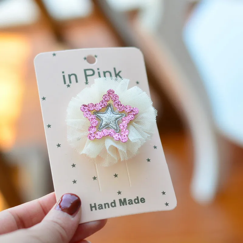 Pink New Star Hairpin For Kids Children Quality Hair Accesory Candy Color Jewelry Hair Clips Wedding Hairpin A57 - Color: Pink