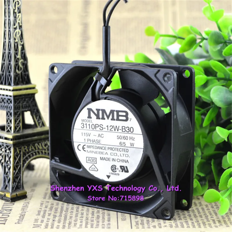 3110PS 12W B30 AC 115V 50/60HZ 6/5W 8025 80*80*25 мм 8 см 1200 об/мин 2 провода двойной шаровой подшипник