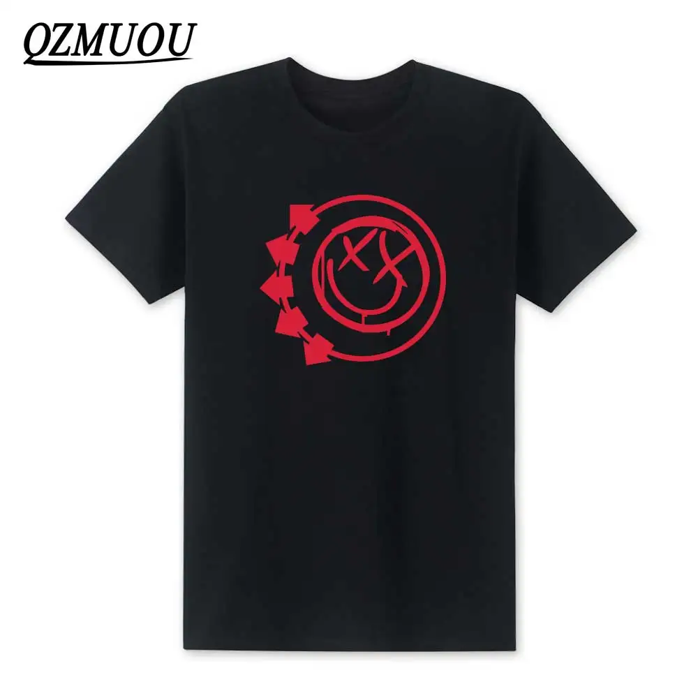 Black2 Новинка, модные футболки Blink 182 со смайликом в стиле панк-рок-ролл, футболка с поп-музыкой, мужские повседневные хлопковые футболки с круглым вырезом, размер XS-XXL - Цвет: Black2