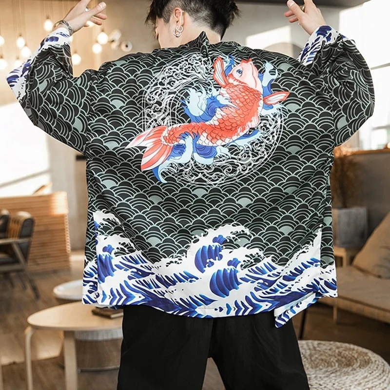 Кимоно Kimonos Haori 2019 японское кимоно кардиган мужской костюм самурая азиатское