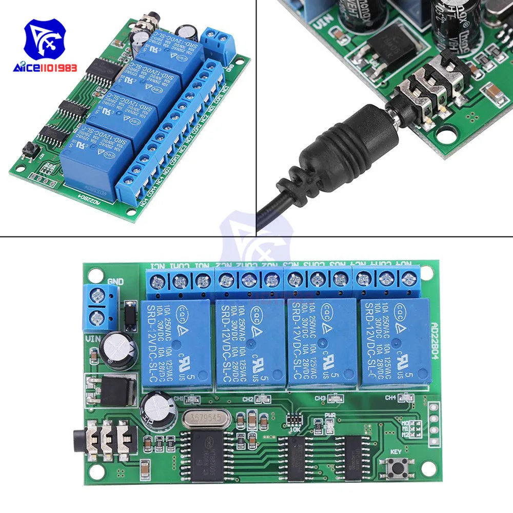 4 канальное реле AD22B04 MT8870 DTMF релейный модуль дистанционного управления 12 В