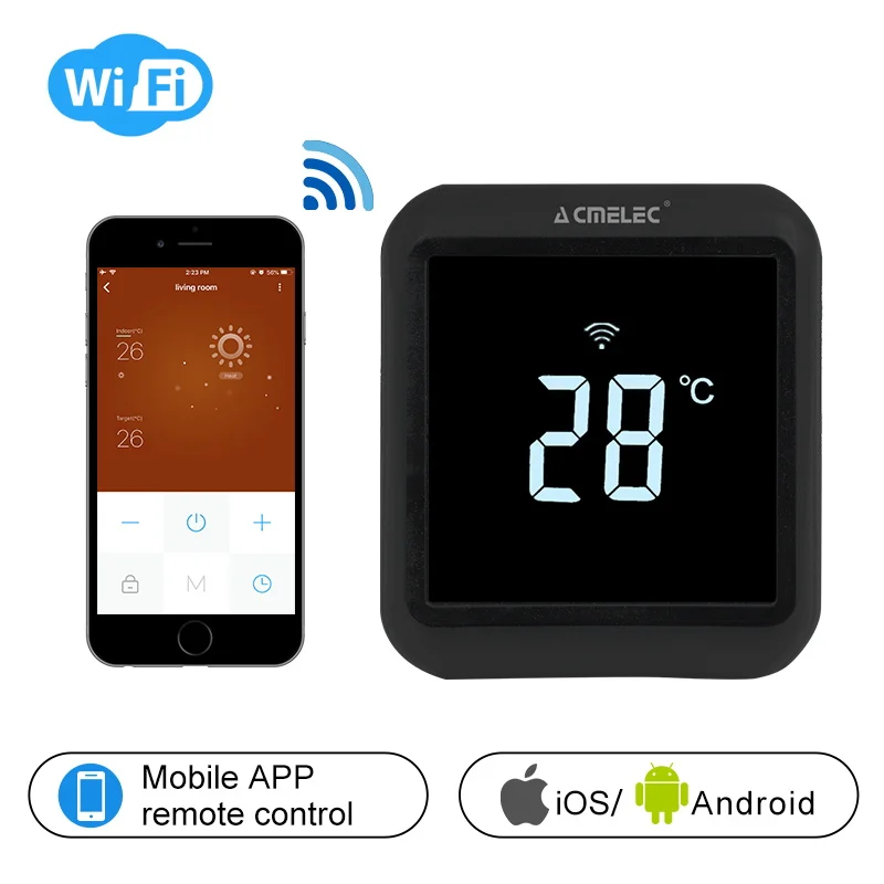 Цифровой регулятор температуры Электрическое отопление, Подогрев воды wifi термостат приложение контроль температуры AE-58-D сенсорный ЖК-экран