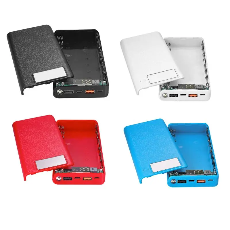 QC 3 0 Dual USB + Type C PD 8x18650 аккумулятор DIY Power Bank Box светодиодное быстрое зарядное