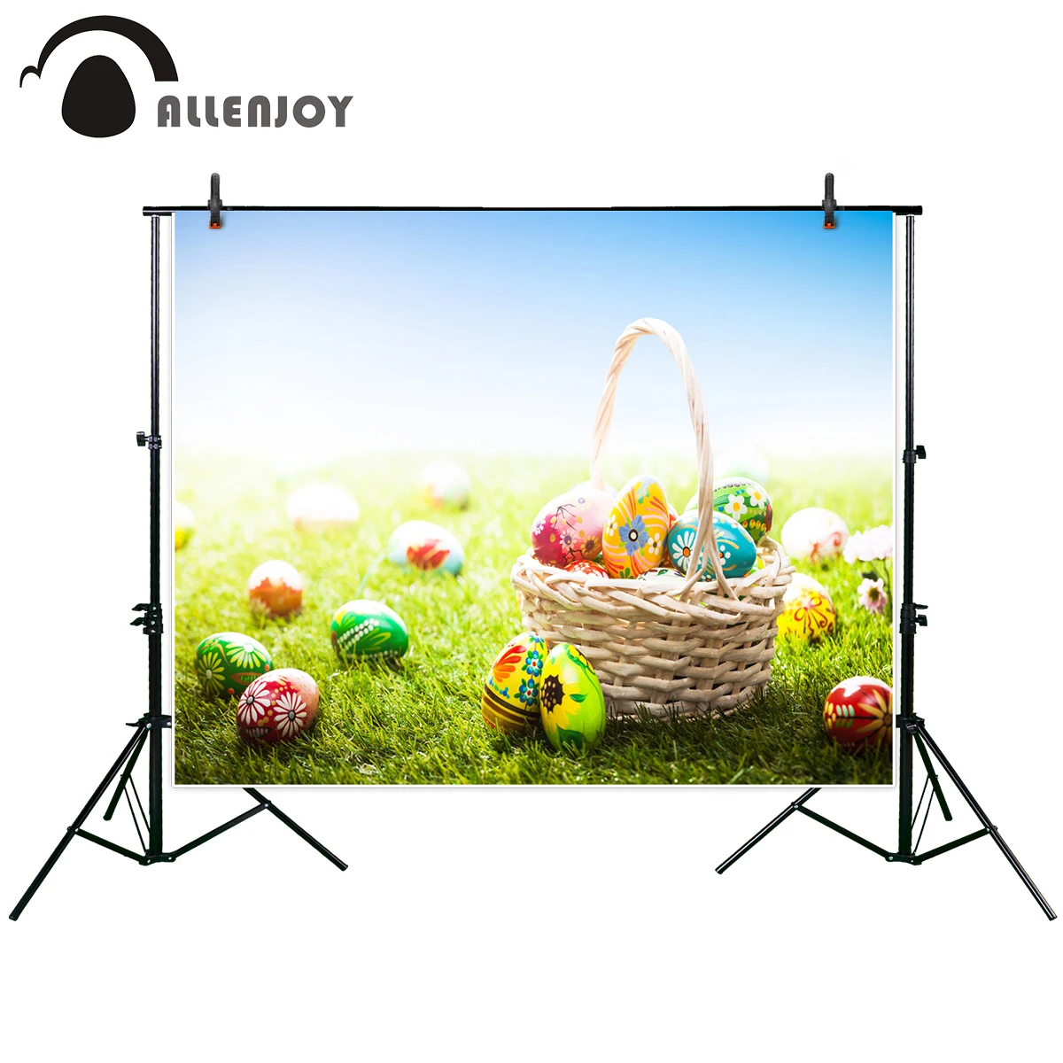 Allenjoy новый фон для фотосъемки ручная роспись пасхальные яйца трава голубое небо