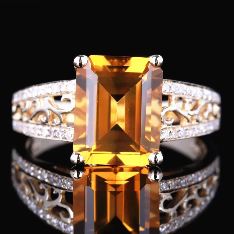 HELON Soild 14K желтое золото безупречная изумрудная огранка 10x8 мм 1.97ct натуральный