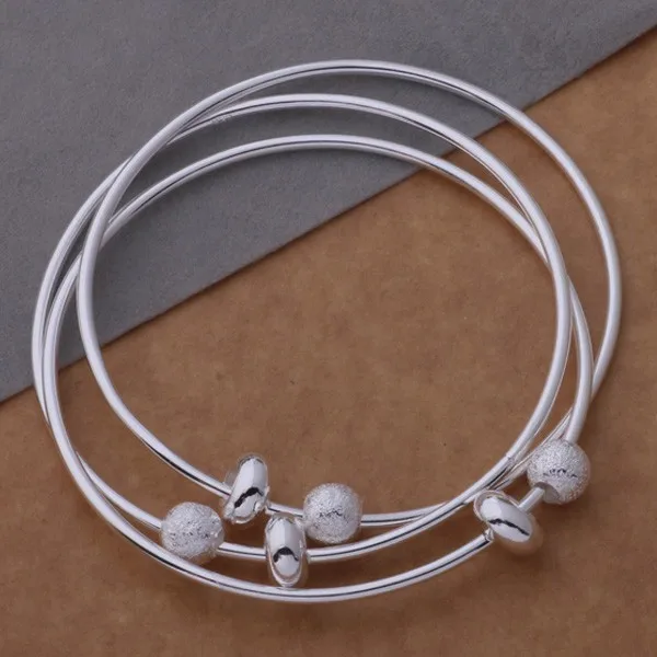 Серебряный женский браслет из бисера, роскошный браслет, ювелирное изделие, 3 круга, женский браслет из сплава, AS075