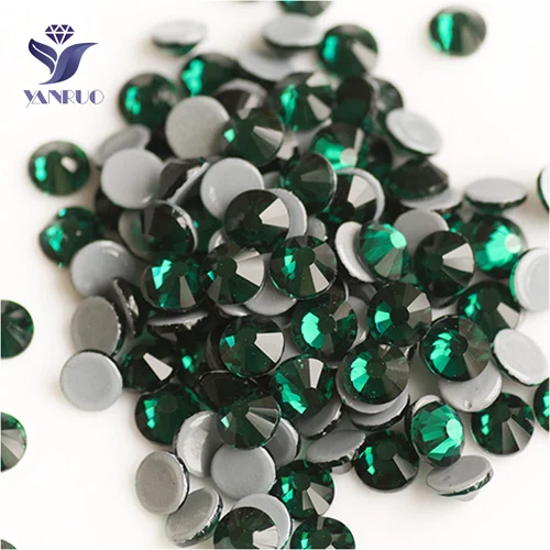 Emerald YANRUO 2058 Стразы для горячей фиксации Стразы для рукоделия с плоской задней поверхностью для рукоделия стеклянные камни для горячей фиксации Стразы для одежды - Цвет: Emerald