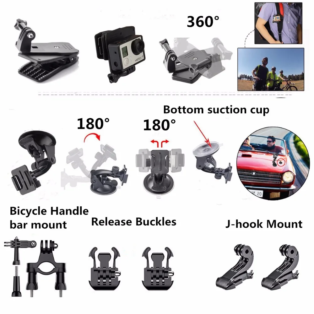 EMBEST для Gopro набор аксессуаров go pro hero 5 4 3 2 1 комплект селфи палка камеры SJCAM xiaomi yi 4k