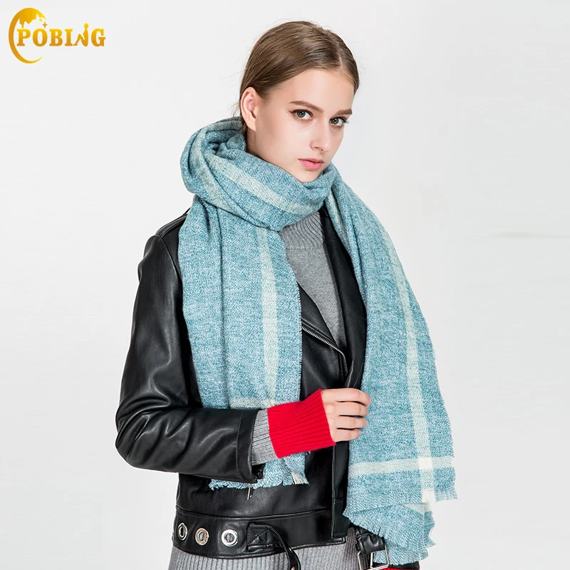 Новое поступление роскошный брендовый зимний шарф POBING женские полосатые