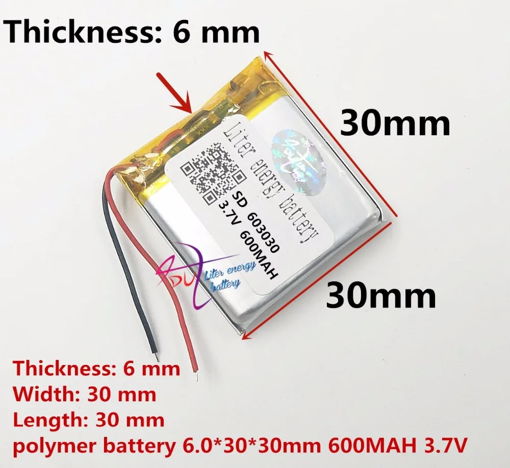 3.7V 603030 600mah lithium- polymer battery For toys speaker Tachograph,GPS TK103,GEOZON watches