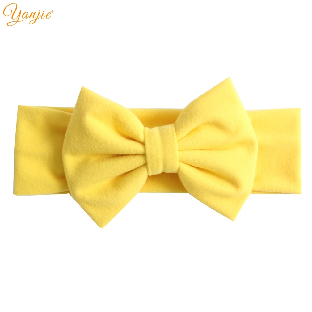 yellow Новое поступление года, мягкая хлопковая головная повязка из микрофибры для девочек на весну-лето, Детские эластичные головные уборы с бантом, аксессуары для волос в виде тюрбана - Цвет: yellow