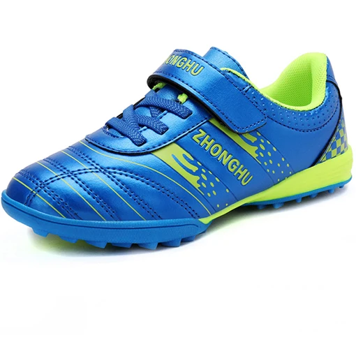Child Soccer Blue Кожаные детские кроссовки для мальчиков и девочек футбольная обувь унисекс Футбольная Одежда для девочек обувь открытый детский кроссовок спортивная обувь для мальчиков - Цвет: Child Soccer Blue