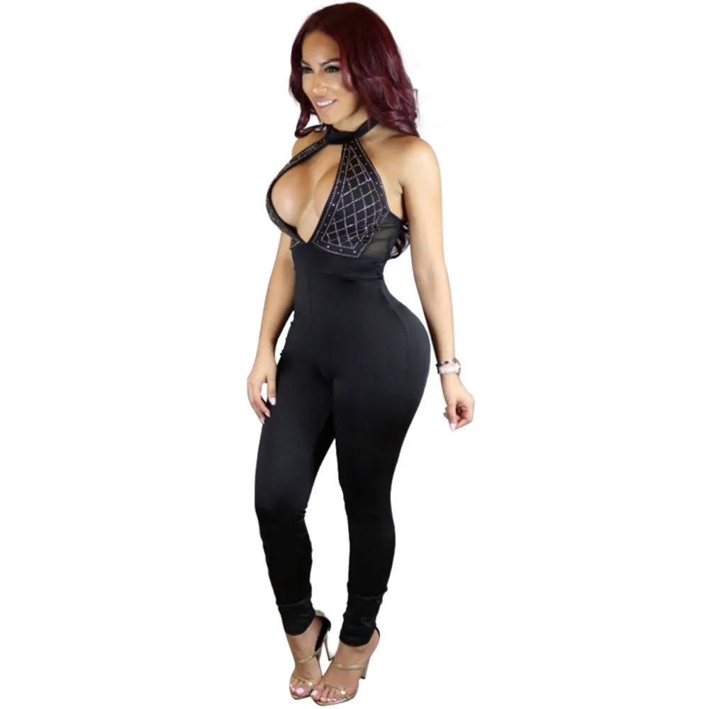 Новинка 2017 Модный женский комбинезон Летний без рукавов сексуальный клубный