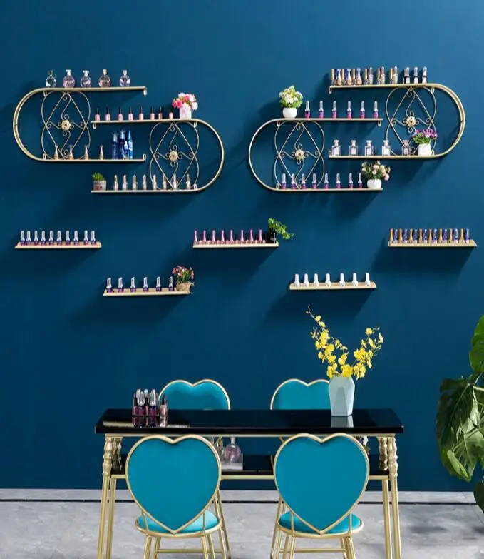 Buy Net red gold nail rack hangs nail polish glue rack iron art u wall display shelf simplicity