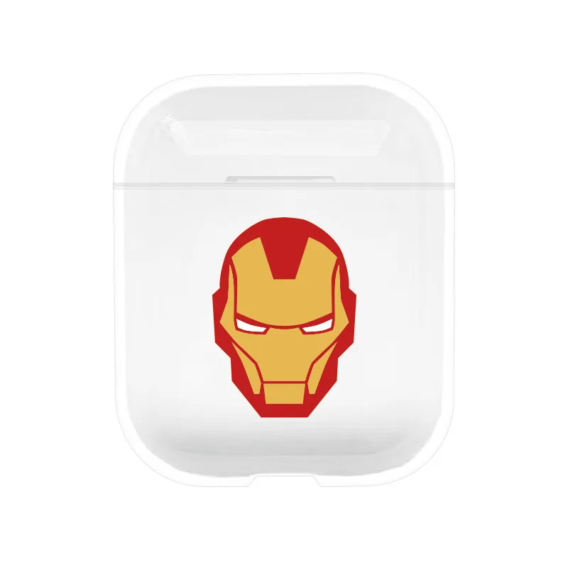 ironman Прохладный Супермен Человек-паук Бэтмен Капитан Ironman героя чехол для Airpods Беспроводной Bluetooth наушники ясно PC прозрачные сумки - Цвет: ironman
