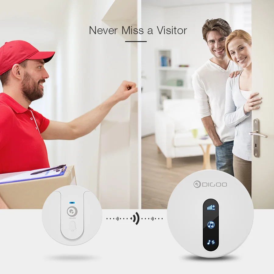 DIGOO DG-SD10 передатчик автономный Водонепроницаемый дверной звонок с европейской вилкой уникальная раздвижная КНОПКА 58 мелодий 4 уровня громкости дверной Звонок