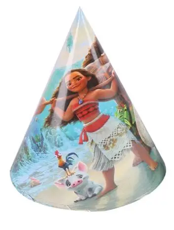 Paper hats X6 Moana бумажные тарелки чашка, вилка ложка приглашение Tablecover торт Топпер сумка коробка шар праздник для вечеринки, дня рождения фестиваль подарки - Цвет: Paper hats X6