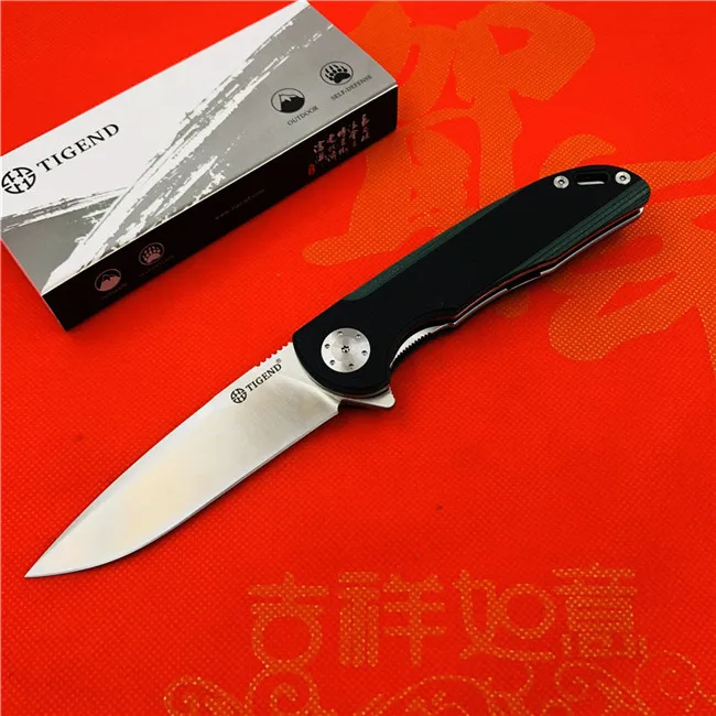 TIGEND CF1010 тактический складной нож D2 лезвие G10+ стальная ручка шарикоподшипник Открытый Кемпинг Многоцелевой Охотничий EDC инструменты - Цвет: Black and green