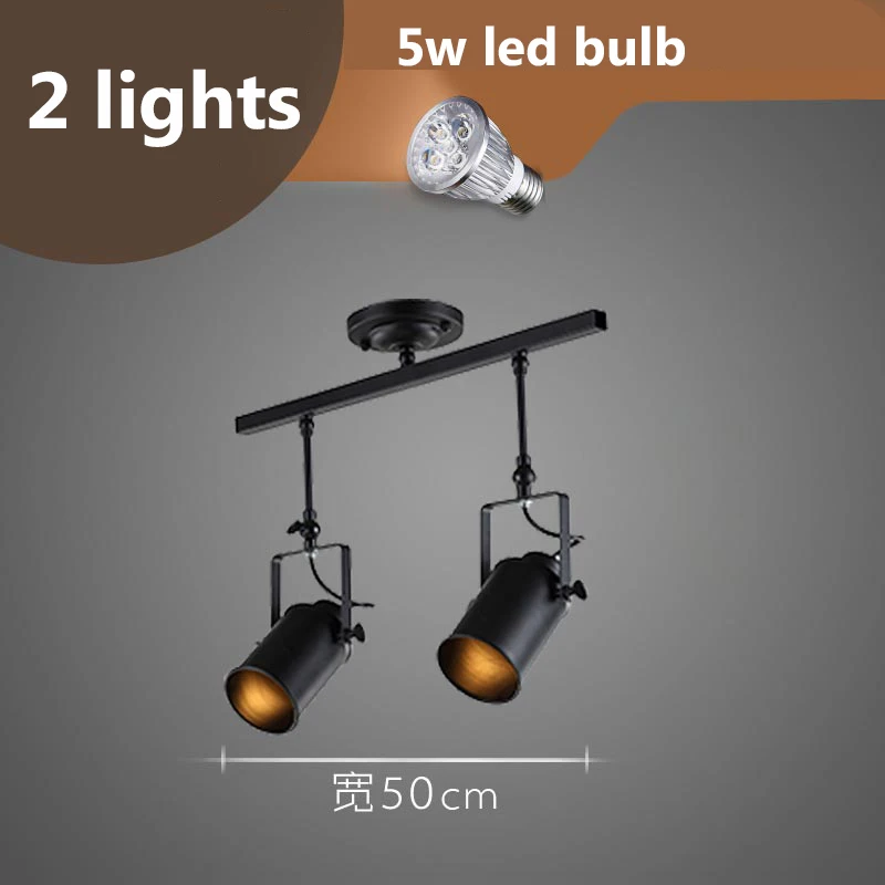 2 lights ceiling DX Винтаж Лофт потолочный светильник 1/2/3/4 глав Творческий к трековой лампе ткани магазин кофе бар светильник одежда ТВ бар фон лампа - Цвет корпуса: 2 lights ceiling