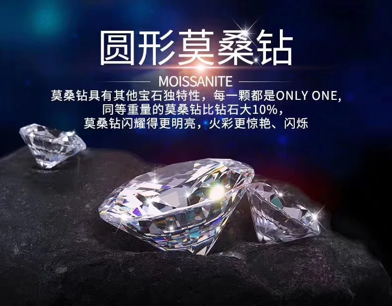 Поэтические еврей магазин Круглый Муассанит огранка всего 1.00ct алмаз тест прошел Муассанит Серьги серебристого цвета; бижутерия подарок подруге