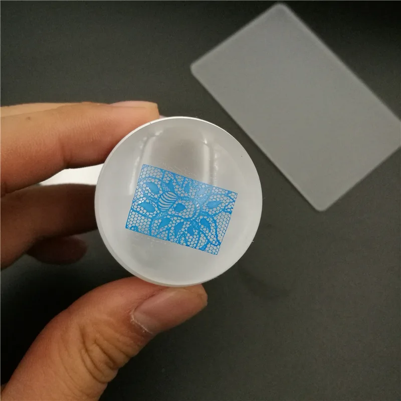 1pc white cat Stamper with Cap Nail Art Clear Silicone Marshmallow & Scraper | Красота и здоровье