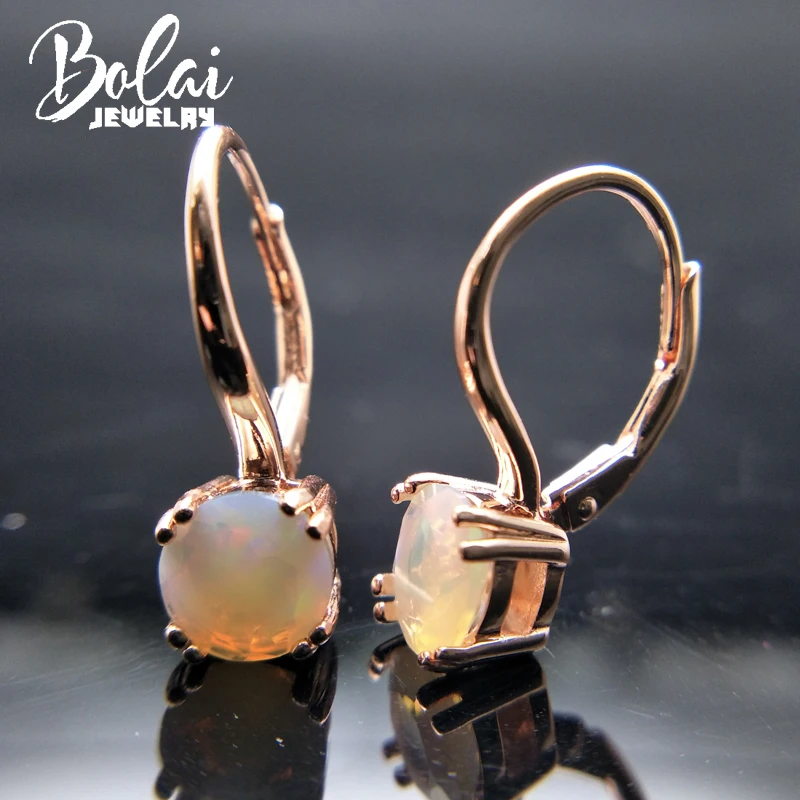 Bolaijewelry новый продукт натуральный опал драгоценный камень застежка серьги