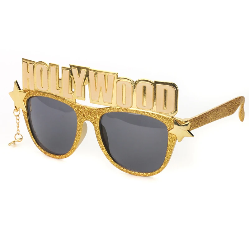 Модные солнцезащитные очки в золотой оправе с надписью Голливуд подвеской виде