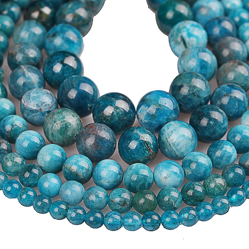 

Real Natural Blue Ocean Apatite Precious Gem Stone Sea Sediment Stone Round Beads 4 6 8 10 12MM Diy Bracelet For Jewelry Making