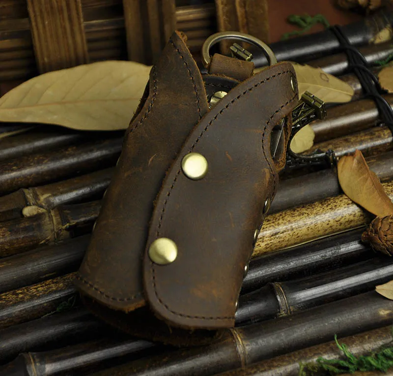 

Original Genuine Leather Men Quality Fashion Key Ring Case Holder Chain Designer Key Package Bag Y1002