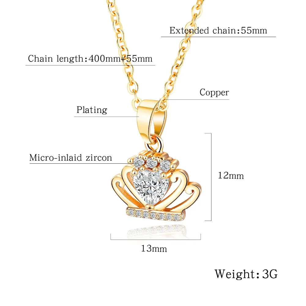 Simple ins item fashion rhinestone crown necklace female Korean student pendant 3-KX708 | Украшения и аксессуары